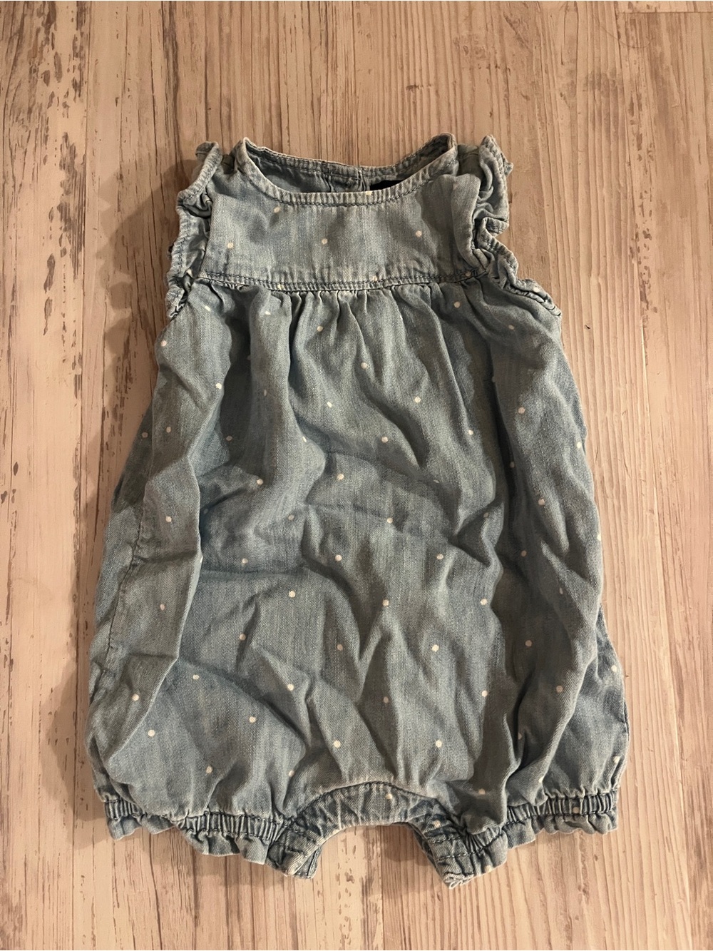 Gap Denim Baby Girl Polka Dot Bubble Romper Size 3-6M